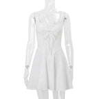 White corset dress, lightweight fabric, perfect for summer outings