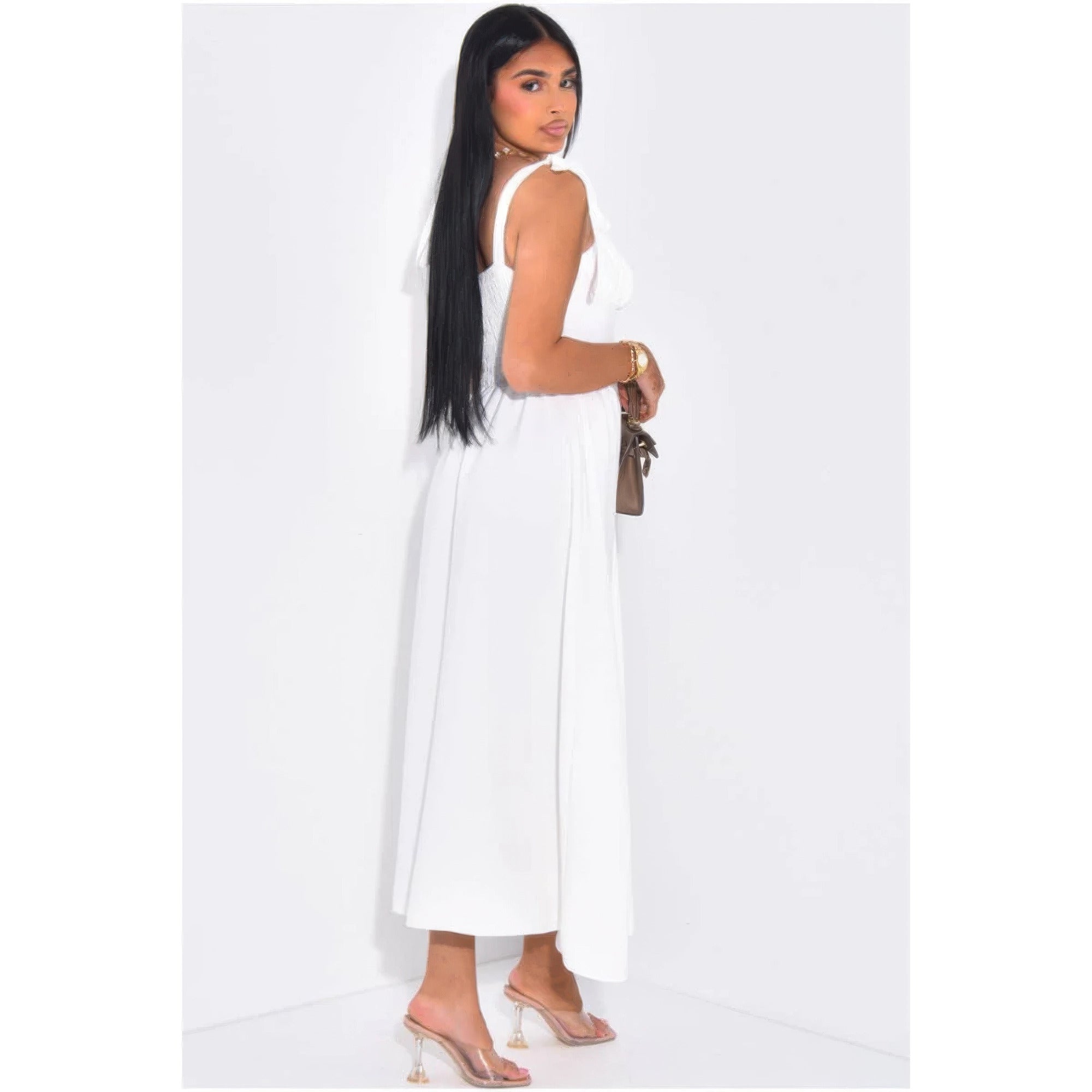 White corset dress dress, lightweight fabric, perfect for summer events