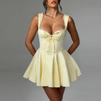Women's yellow corset dress, perfect for summer outings and playful occasions