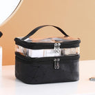 VacationGrabs multi compartment cosmetic bag with transparent top for easy access to travel essentials
