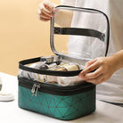 Multi compartment cosmetic bag by VacationGrabs ideal for organizing travel toiletries and beauty products