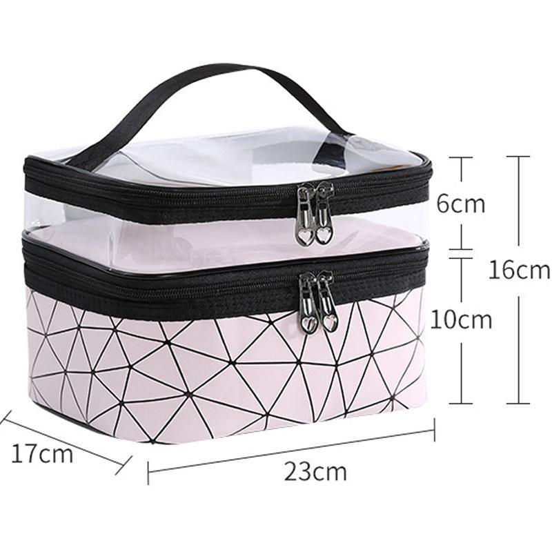 VacationGrabs multi compartment cosmetic bag with two layers for organized travel essentials