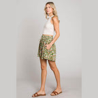 Cotton Bleu by Nu Label Floral Printed Smocked Waist Skorts - VacationGrabs