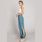 Cotton Bleu by Nu Label Striped Smocked Cover Up Pants - VacationGrabs