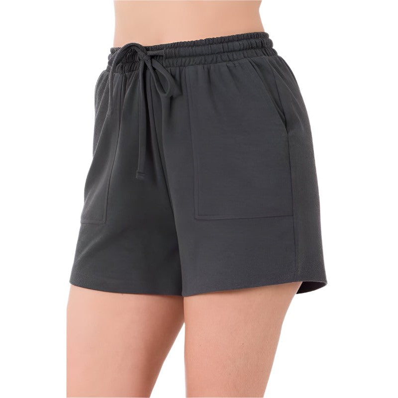 Cotton Drawstring Waist Shorts With Pockets - VacationGrabs