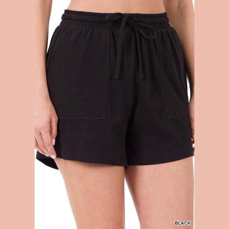 Cotton Drawstring Waist Shorts With Pockets - VacationGrabs