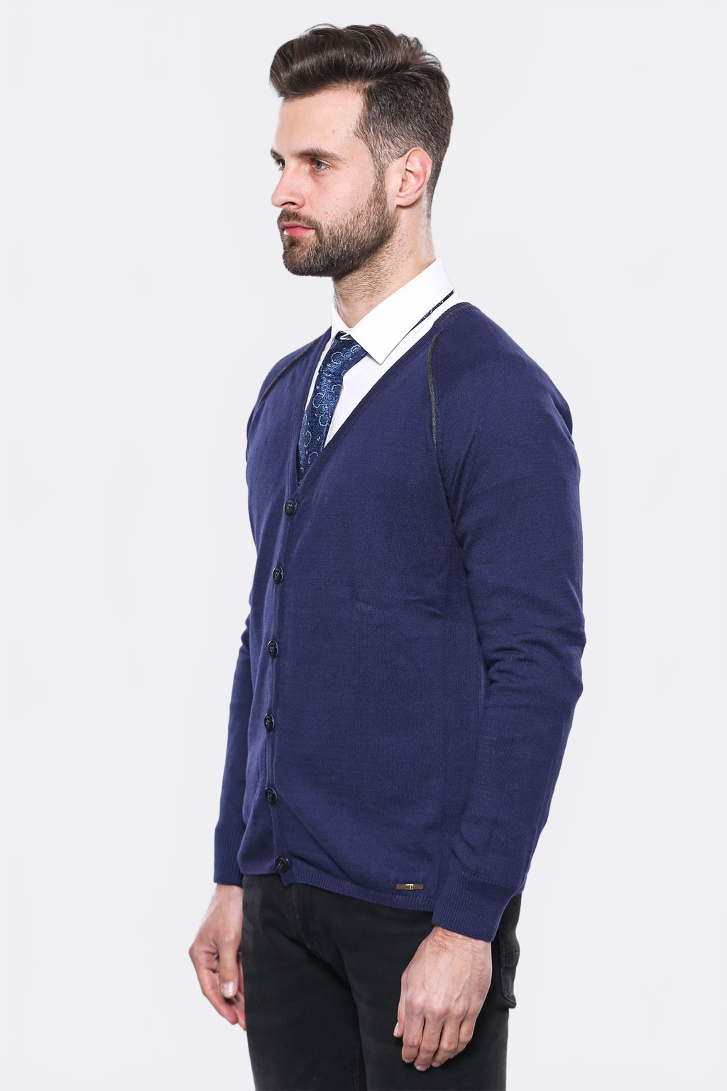 Cotton Knitwear Navy Blue – side view