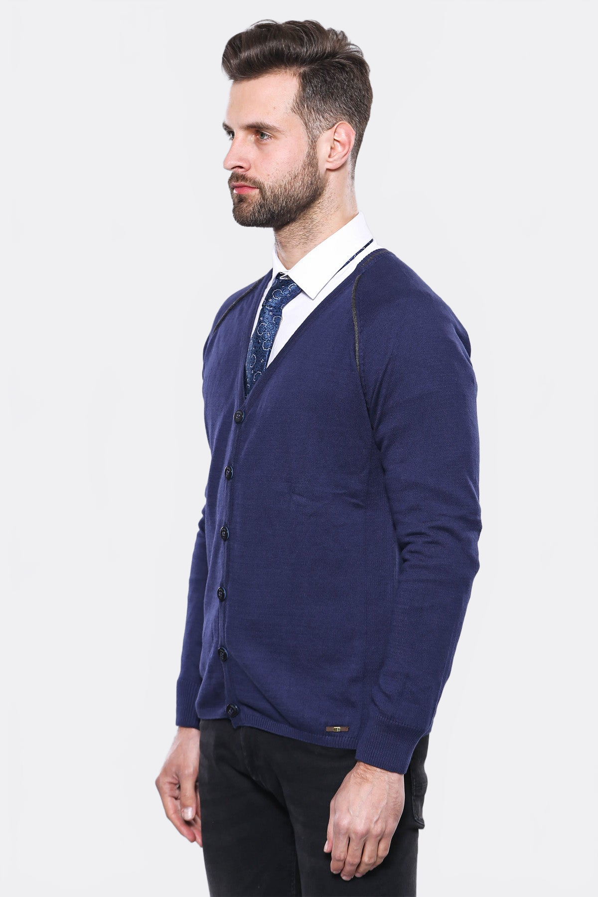 Cotton Knitwear Navy Blue – side view