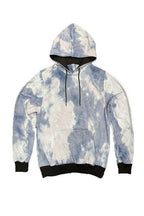 WEIV cotton tie dye sweatshirt in blue and white with a comfortable hood and front pocket