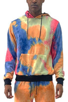 WEIV cotton tie dye sweatshirt for men in vibrant colors with a cozy hood and front pocket