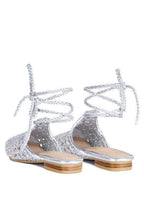 Rag Company silver cotton tie up shoes with stylish ankle laces and comfortable flat sole