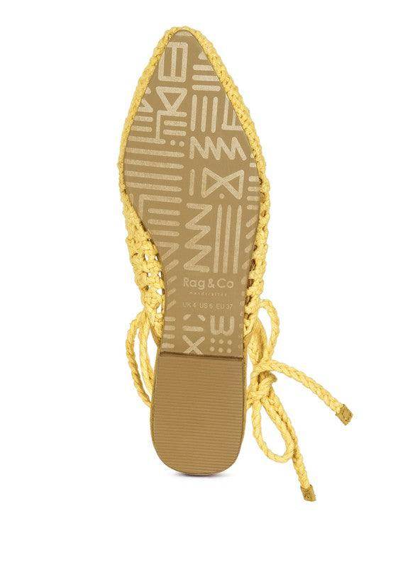 Rag Company yellow cotton tie up shoes with stylish braided design and comfortable flat sole