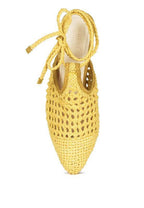Rag Company Yellow Cotton Tie Up Shoes with a Stylish Open Weave Design for Comfortable Wear