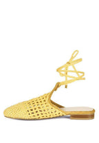 Rag Company women's cotton tie up shoes in yellow woven design for stylish comfort