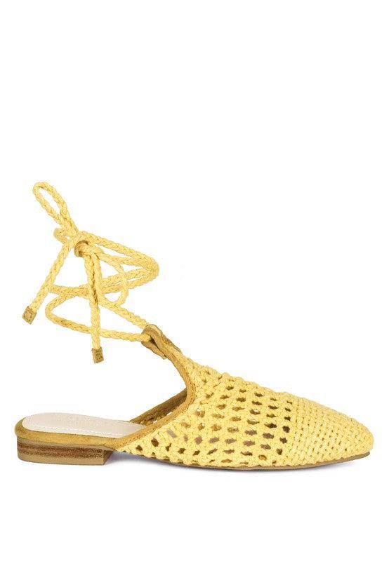 Rag Company Women's Cotton Tie Up Shoes in Yellow with Stylish Woven Design