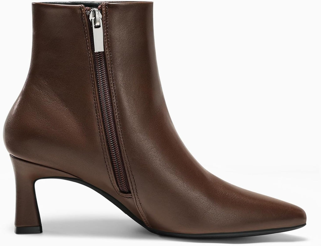 Coutgo Womens Ankle Boots Kitten Low Heel Closed Pointed Booties – back view