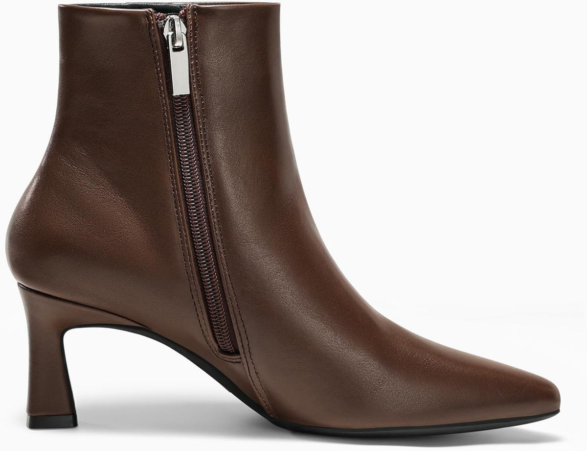 Coutgo Womens Ankle Boots Kitten Low Heel Closed Pointed Booties – back view