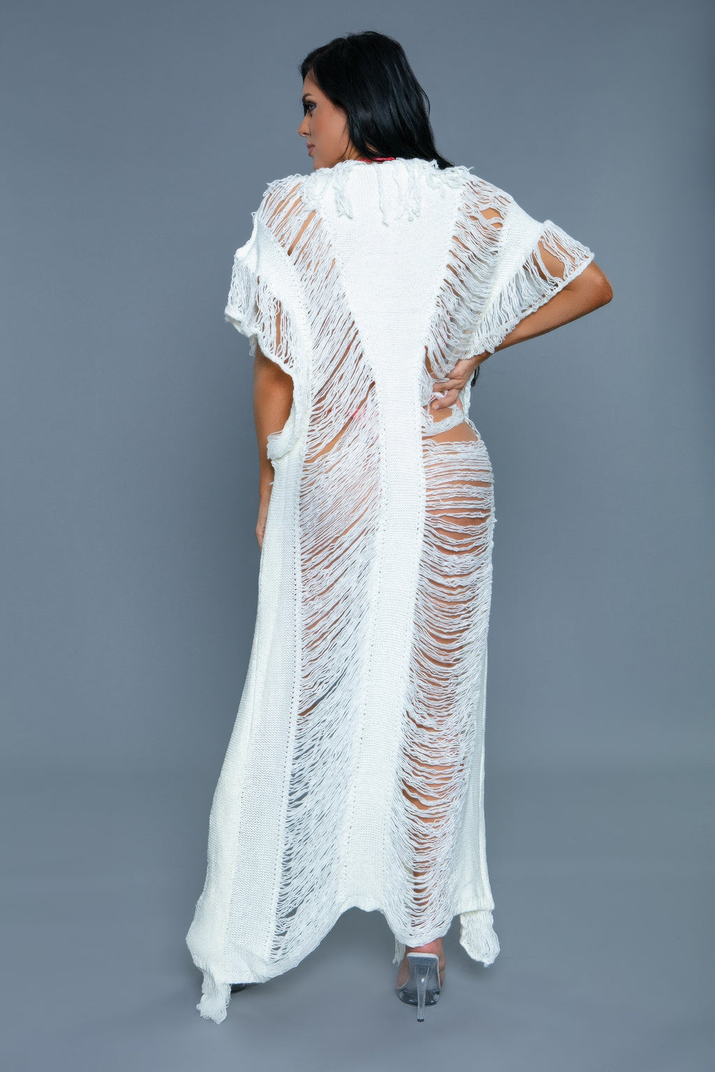 Women's sheer white swim cover-up, perfect for beach days