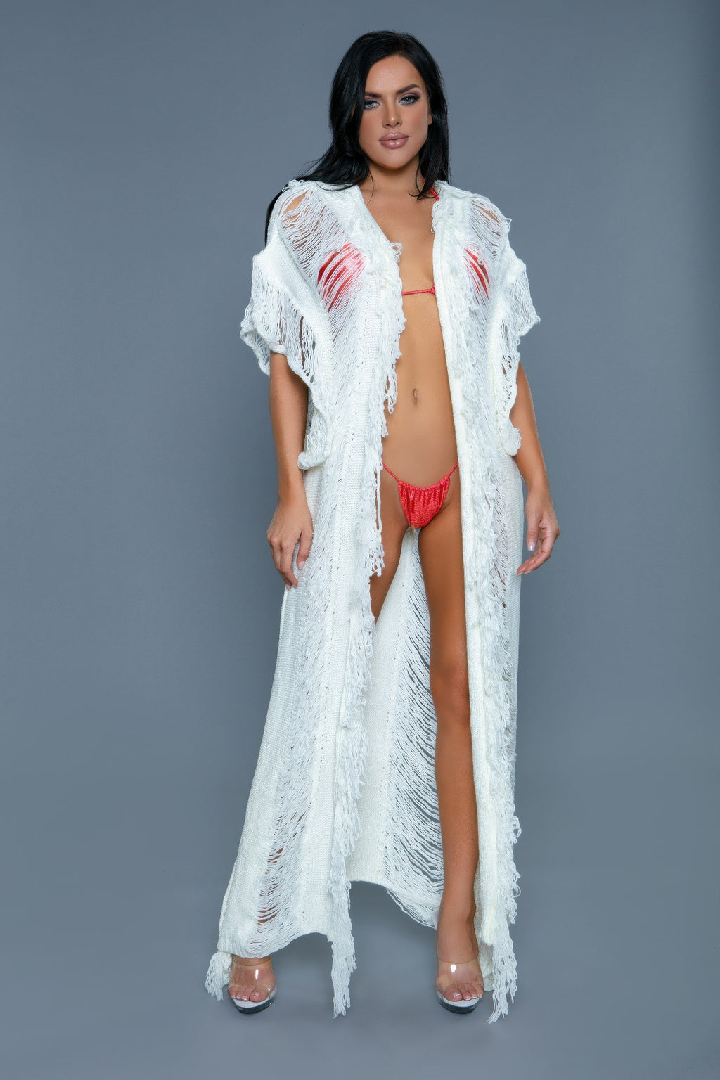 Women's white cover-up swimwear, perfect for beach lounging