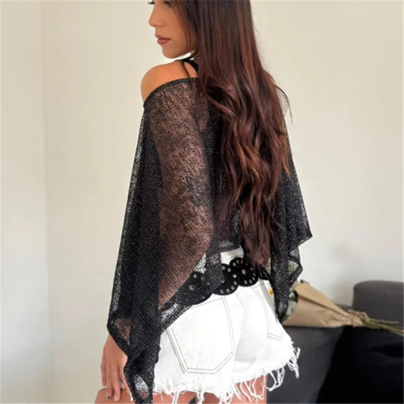Black sheer cover up for the beach, perfect for summer outings