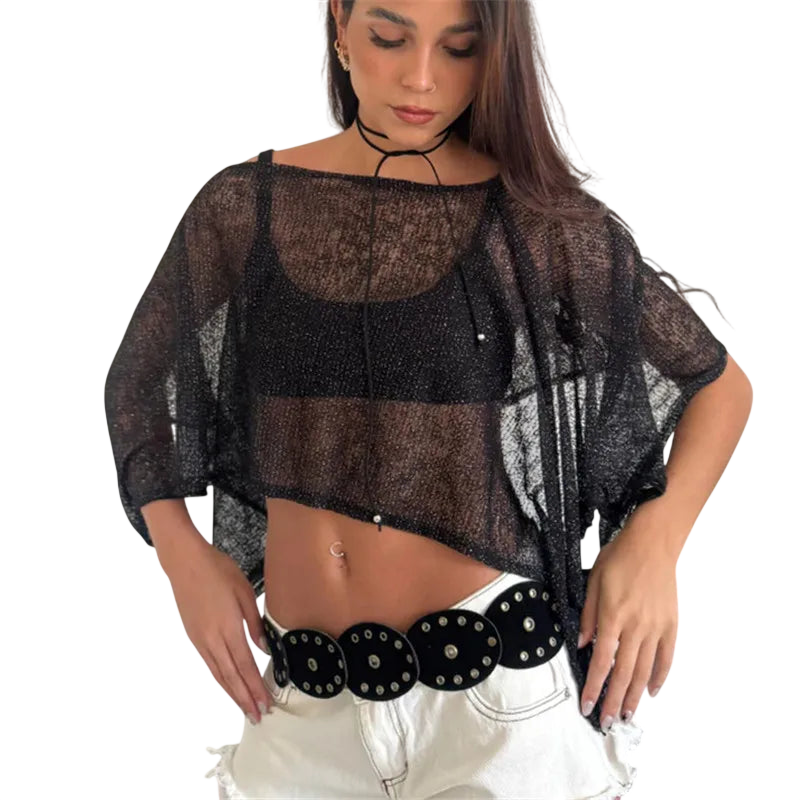 Lightweight Sheer Mesh Layering Shirt - Women's Tops