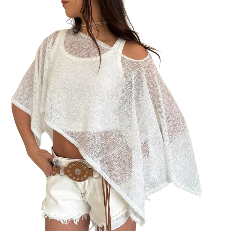 Lightweight Sheer Mesh Layering Shirt - Women's Tops