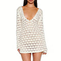 Cream crochet cover up for the beach, lightweight and stylish