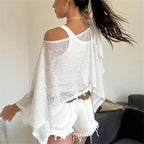 White sheer cover up for the beach, lightweight and stylish