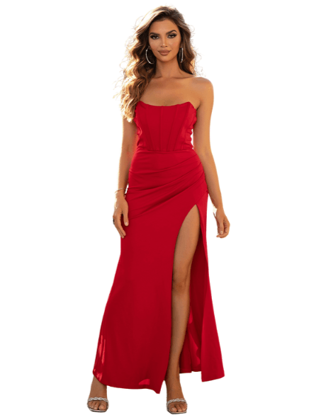 Women's Dresses Strapless Split Maxi Dress