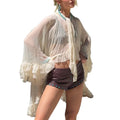 Lightweight women's coverup for beach with ruffle details