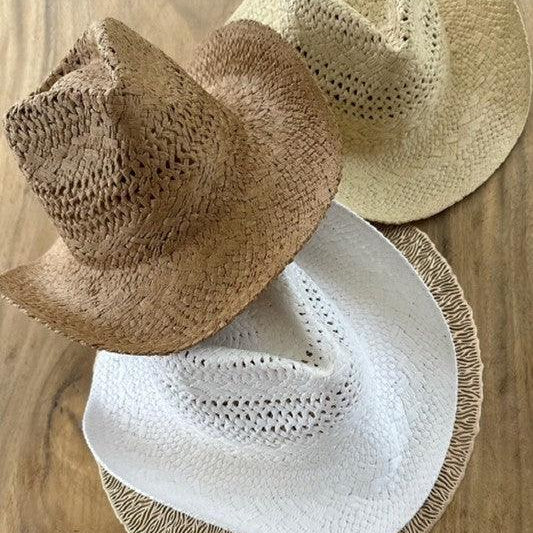 Women's Accessories - Hats Cowboy Hat In Handwoven Straw With A Peekaboo Pa