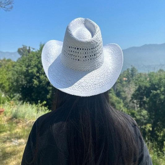 Women's Accessories - Hats Cowboy Hat In Handwoven Straw With A Peekaboo Pa