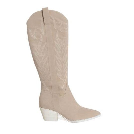 Women's beige cowboy western boots for stylish outdoor wear