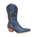 Women's navy cowboy western boots, faux leather, stylish for casual outings