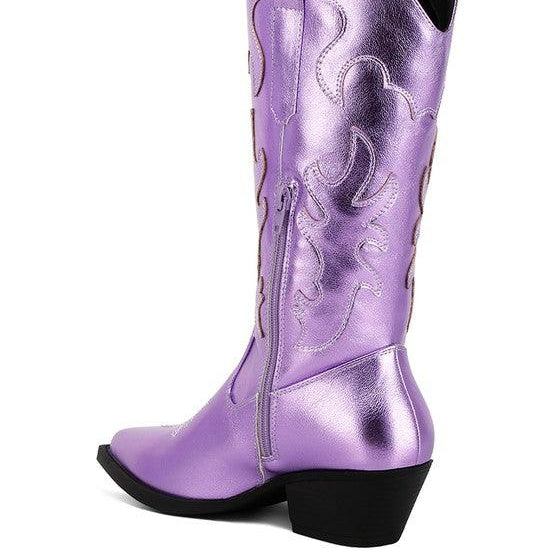 Women's Shoes - Boots Cowby Metallic Faux Leather Cowboy Boots