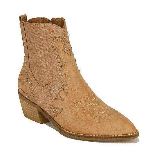 Let's See Style Women's Cowgirl Boots for Women with Decorative Stitching and Block Heels
