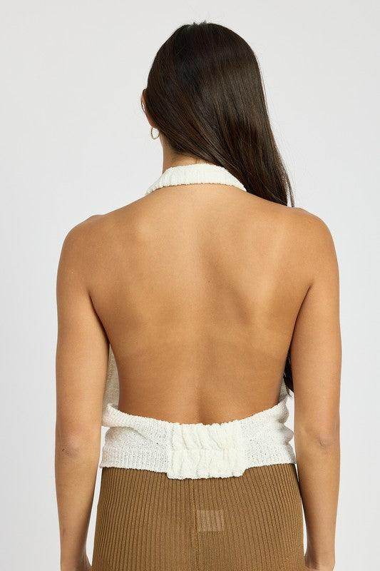 Cowl Neck Halter Top - VacationGrabs