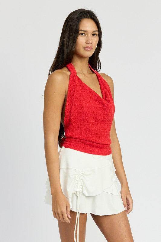 Cowl Neck Halter Top - VacationGrabs