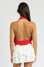 Cowl Neck Halter Top - VacationGrabs