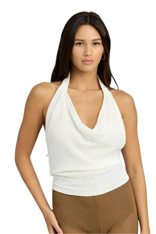Cowl Neck Halter Top - VacationGrabs