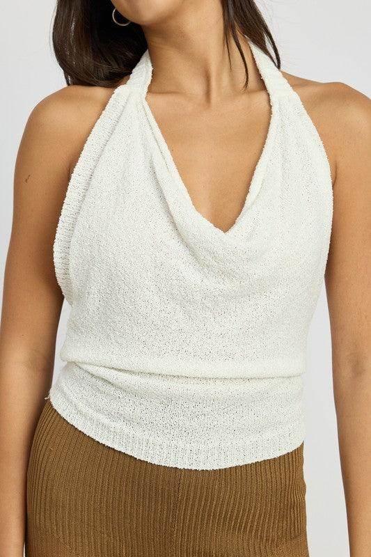 Cowl Neck Halter Top - VacationGrabs