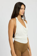 Cowl Neck Halter Top - VacationGrabs