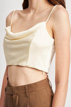 Emory Park cowl neck satin bustier online featuring a relaxed fit and delicate straps
