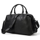 Stylish cowskin leather travel bag with sturdy handles and adjustable shoulder strap for easy carrying
