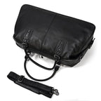 Cowskin leather travel bag from VacationGrabs with adjustable shoulder strap and sturdy handles
