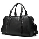 VacationGrabs cowskin leather travel bag with durable handles and zippered pockets for easy organization