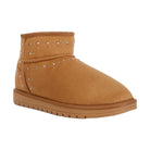 Rag Company cozy fur boots for women featuring decorative studs and a warm tan finish