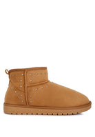 Rag Company cozy fur boots for women in tan with studded detail for stylish comfort