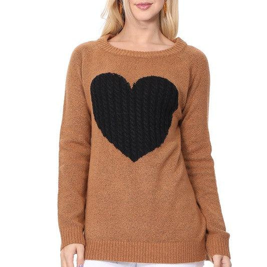 Women's Sweaters Cozy Heart Jacquard Round Neck Pullover Sweater