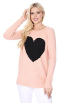 Women's Sweaters Cozy Heart Jacquard Round Neck Pullover Sweater